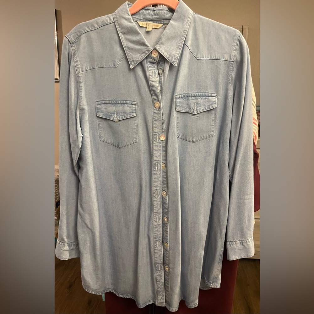 Soft Surroundings Light Blue Button Down Shirt